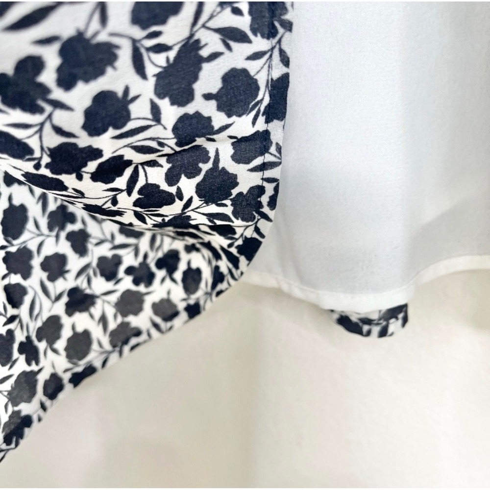 Ann Taylor Ribbed Semi-Sheer Blue and White Floral Lined Dress Size 14 - Picture 8 of 11